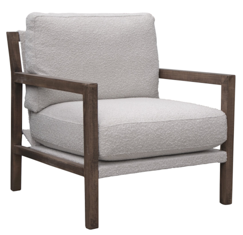 Contemporary Upholstered Armchair with Exposed Wooden Frame