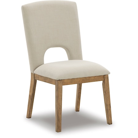 Upholstered Dining Chair with Open Back Detail