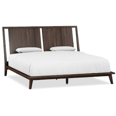Transitional King Platform Bed with High Headboard
