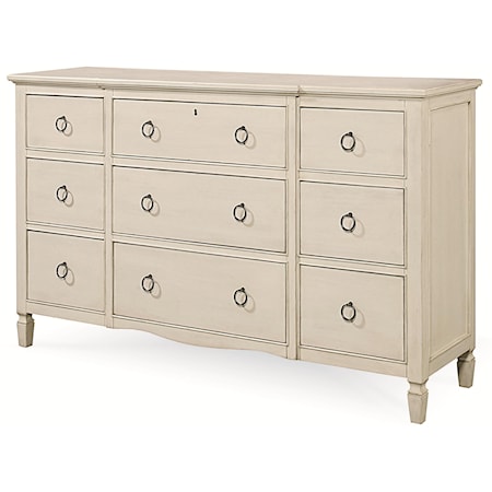 Farmhouse 9-Drawer Dresser with Pewter Ring Hardware