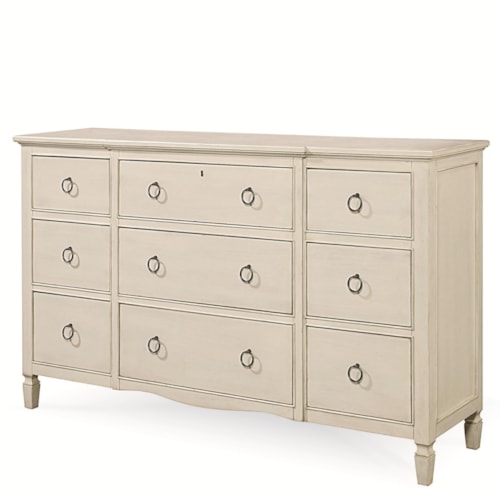 Farmhouse 9-Drawer Dresser with Pewter Ring Hardware