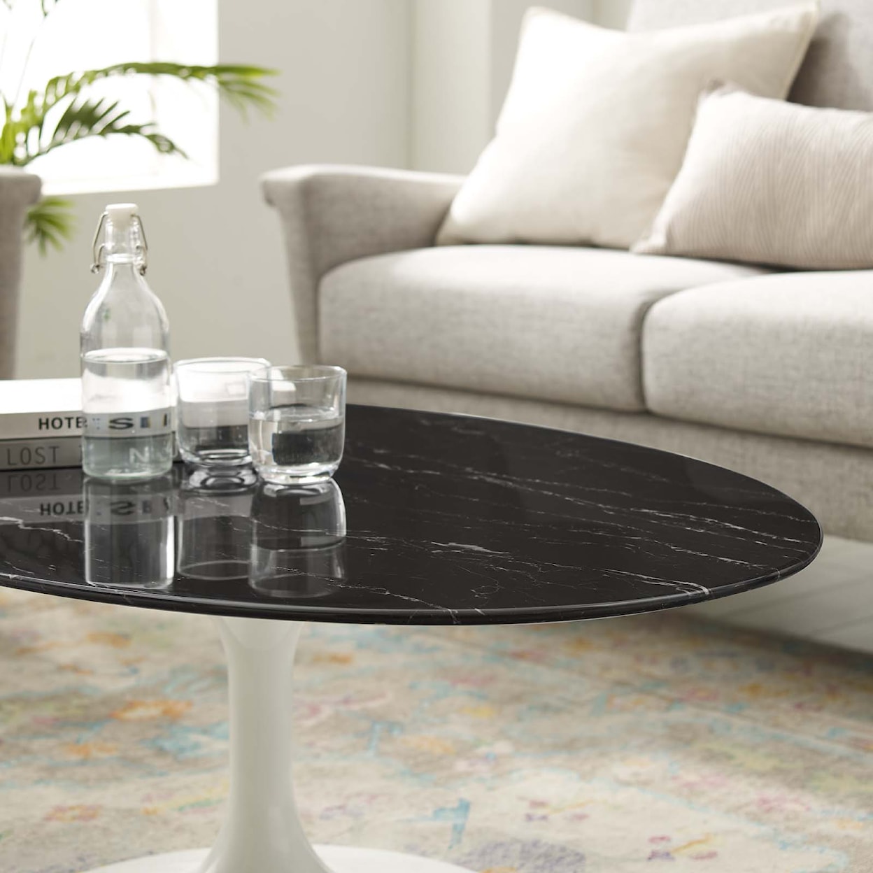 Modway Lippa 48" Oval Marble Coffee Table