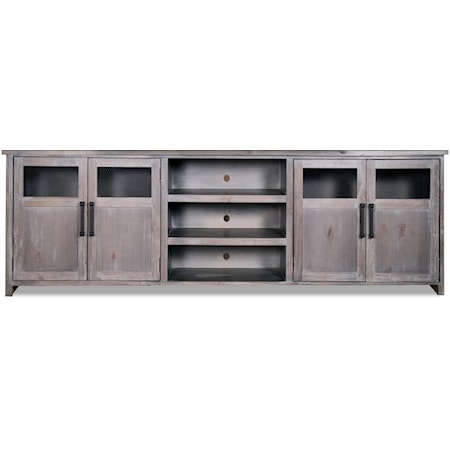 Rustic 97" TV Stand with Bronze Hardware