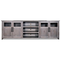 Rustic 97" TV Stand with Bronze Hardware