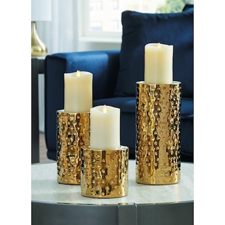 Marisa Gold Candle Holders (Set of 3)