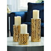 Ashley Furniture Signature Design Accents Marisa Gold Candle Holders (Set of 3)