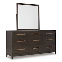 Contemporary Dresser with 9 Soft-Close Drawers and Mirror