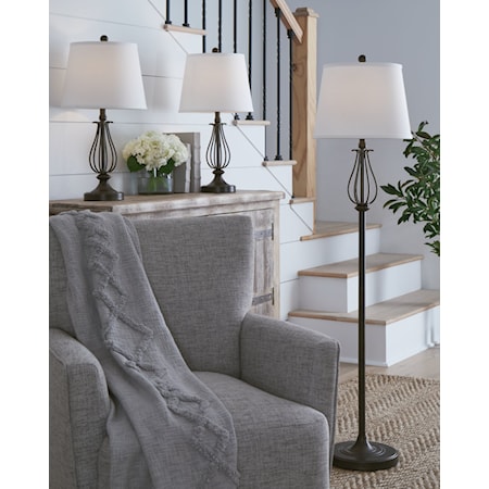 Metal Floor Lamp with 2 Table Lamps