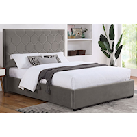 Contemporary Upholstered Honeycomb Pattern California King Bed