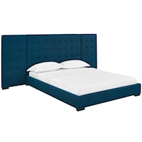 Queen Upholstered Fabric Platform Bed