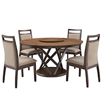 Contemporary 5-Piece Dining Set with Lazy Susan