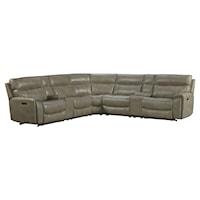 Contemporary 7-Piece Power Reclining Sectional with USB Ports and Cupholders