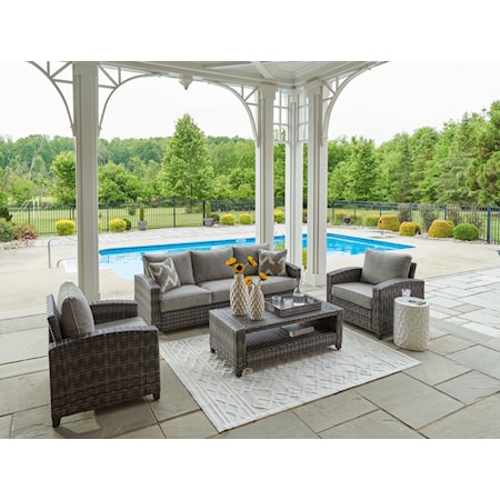 Outdoor Sofa/Chairs/Table Set (Set of 4)