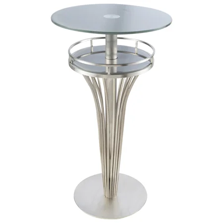 Contemporary Bar Table In Stainless Steel and Gray Frosted Glass