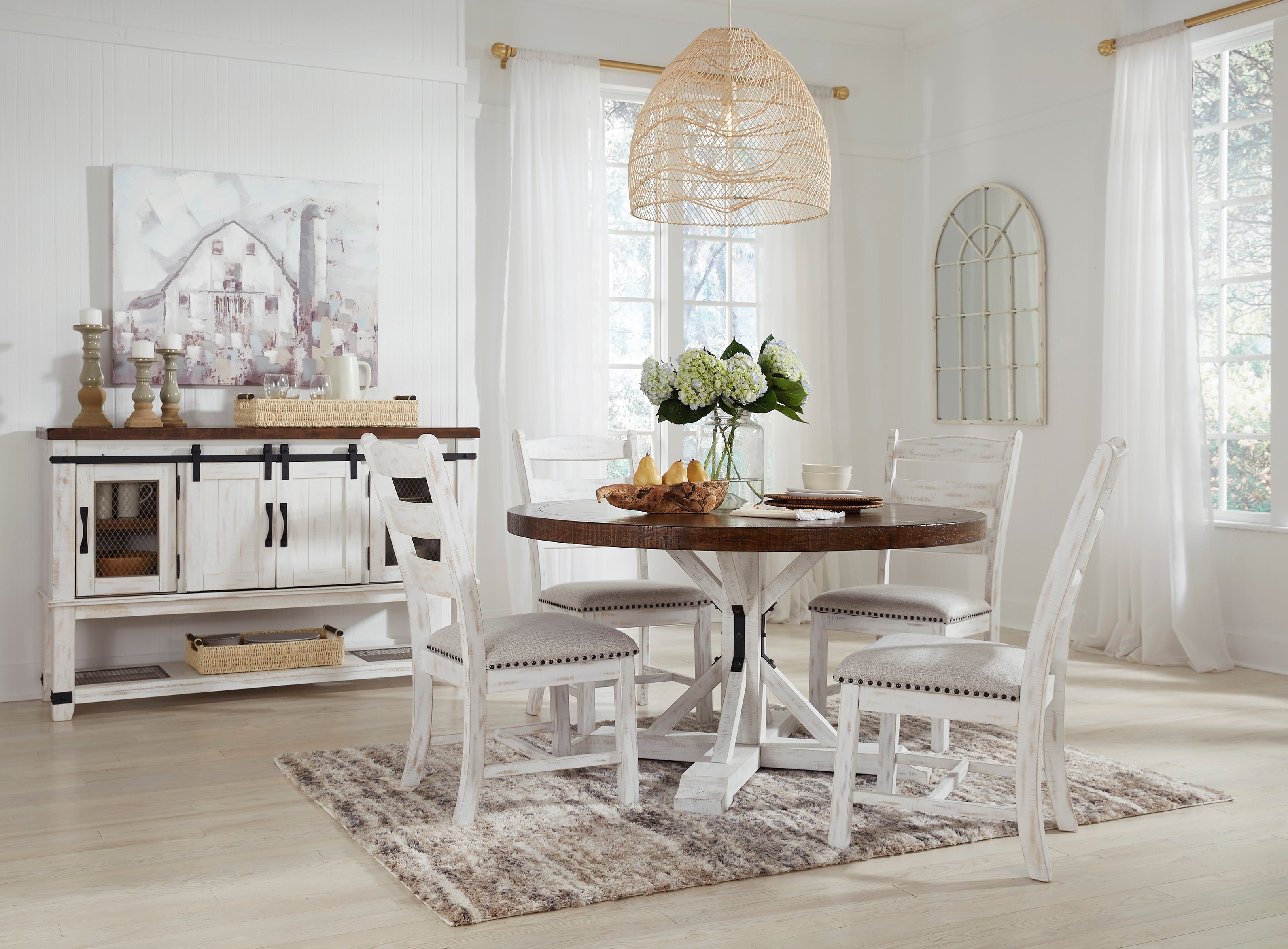 Ashley round discount glass dining table