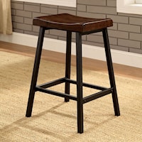 Set of 2 Industrial Counter-Height Stools with Contoured Seat