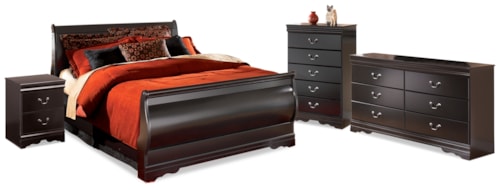 Full Sleigh Bed, Dresser, Mirror, Chest And Nightstand