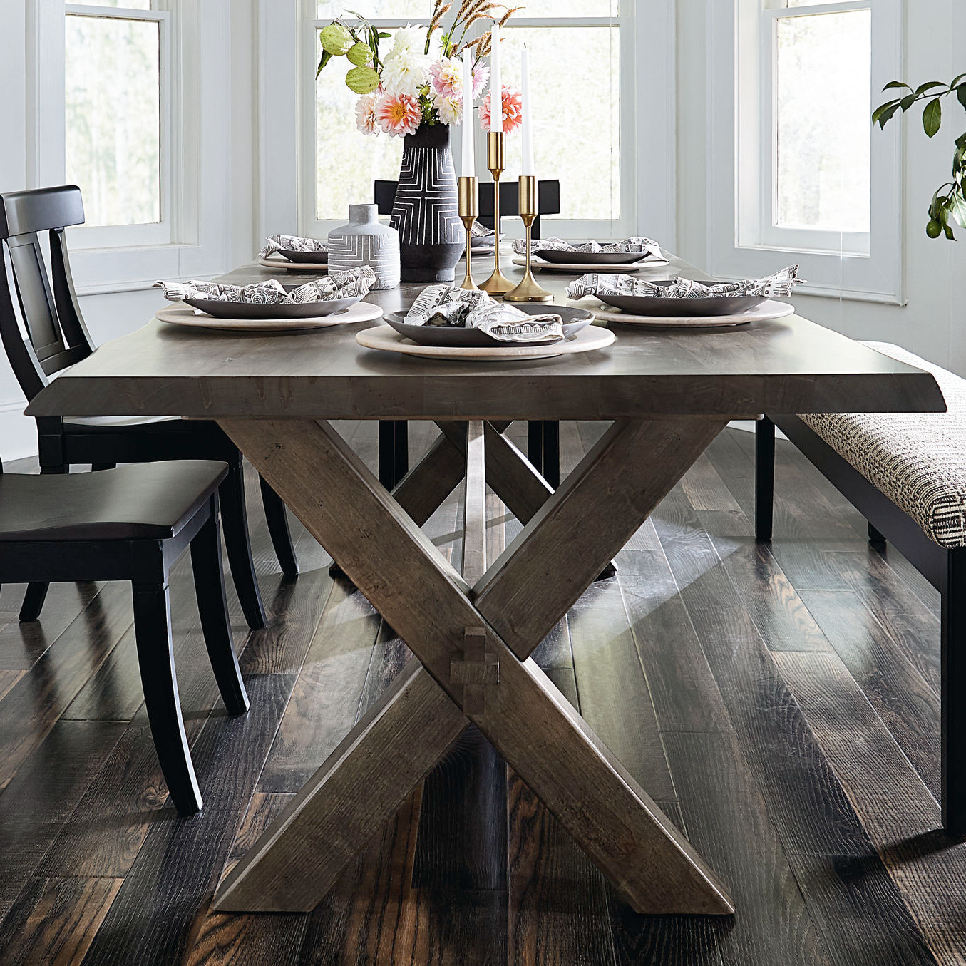 Gray solid best sale wood dining table