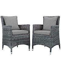 Summon Coastal Outdoor Patio Sunbrella® Dining Arm Chair - Gray - Set of 2