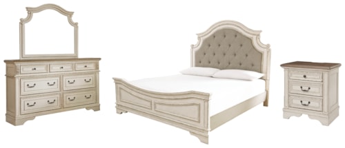 King Bed With Mirrored Dresser And Nightstand
