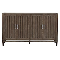 Transitional 4-Door Sideboard with Platinum Silver Hardware