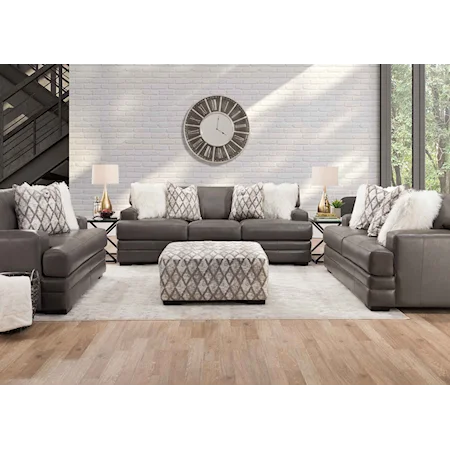 Transitional 4-Piece Living Room Set with Throw Pillows