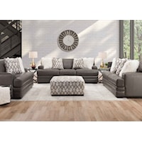 Transitional 4-Piece Living Room Set with Throw Pillows