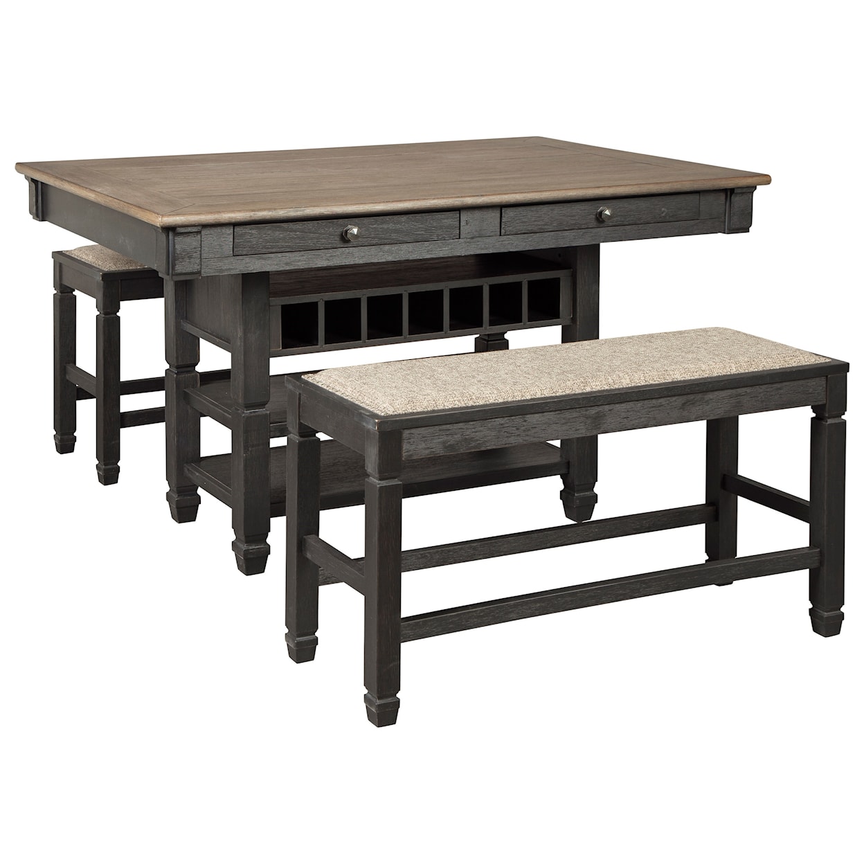 Signature Design by Ashley Tory 3-Piece Counter Table and Bench Set