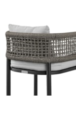 Armen Living Alegria Contemporary Outdoor Swivel Barstool with Rope Detailing