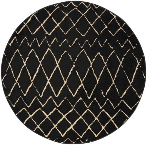 5'3"  Black Round Rug