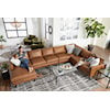 Best Home Furnishings Trafton Leather Sectional Sofa w/ Chaise & Wood Feet