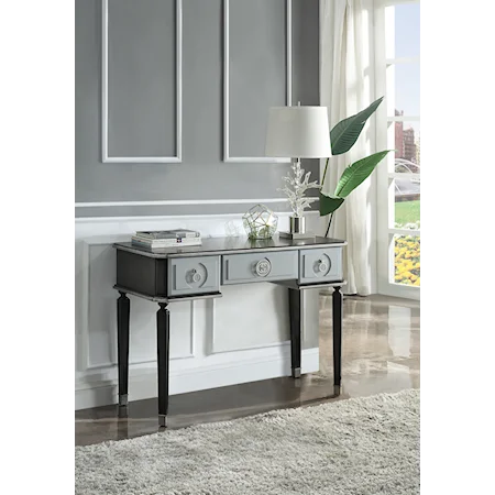 Traditional Vanity Desk with Silver Trim