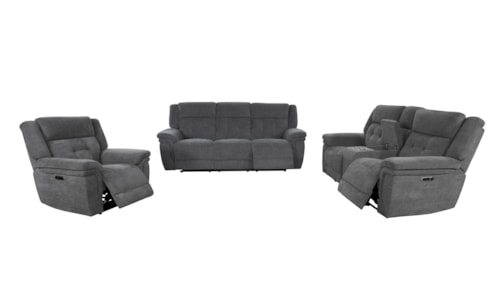 Casual Three-Piece Power Reclining Living Room Set