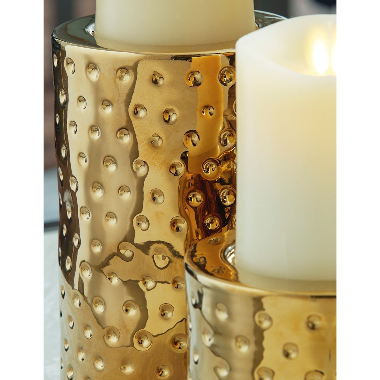 Ashley Signature Design Accents Marisa Gold Candle Holders (Set of 3)
