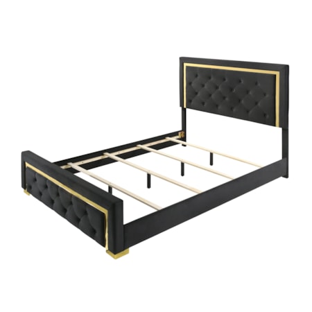 LE&apos;PEW BLACK AND GOLD QUEEN BED |