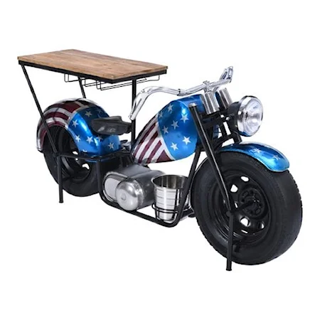 Vintage Industrial Red, White & Blue Motorcycle Bar