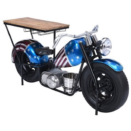Vintage Industrial Red, White & Blue Motorcycle Bar