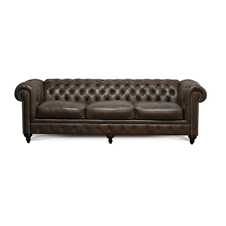 Traditional Chesterfield Sofa with Nail Head Trim