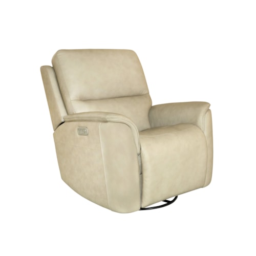 Casual Power Swivel Glider Recliner with Power Headrest, Lumbar, Heat, & Massage