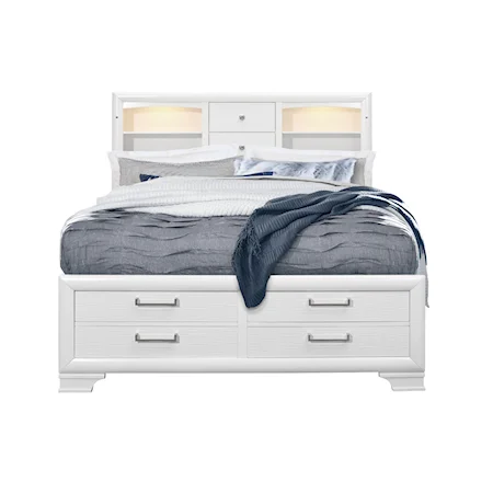 Transitional Queen Storage Bed with LED Lights