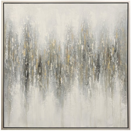 Hand Painted Canvas Art With Silver Frame