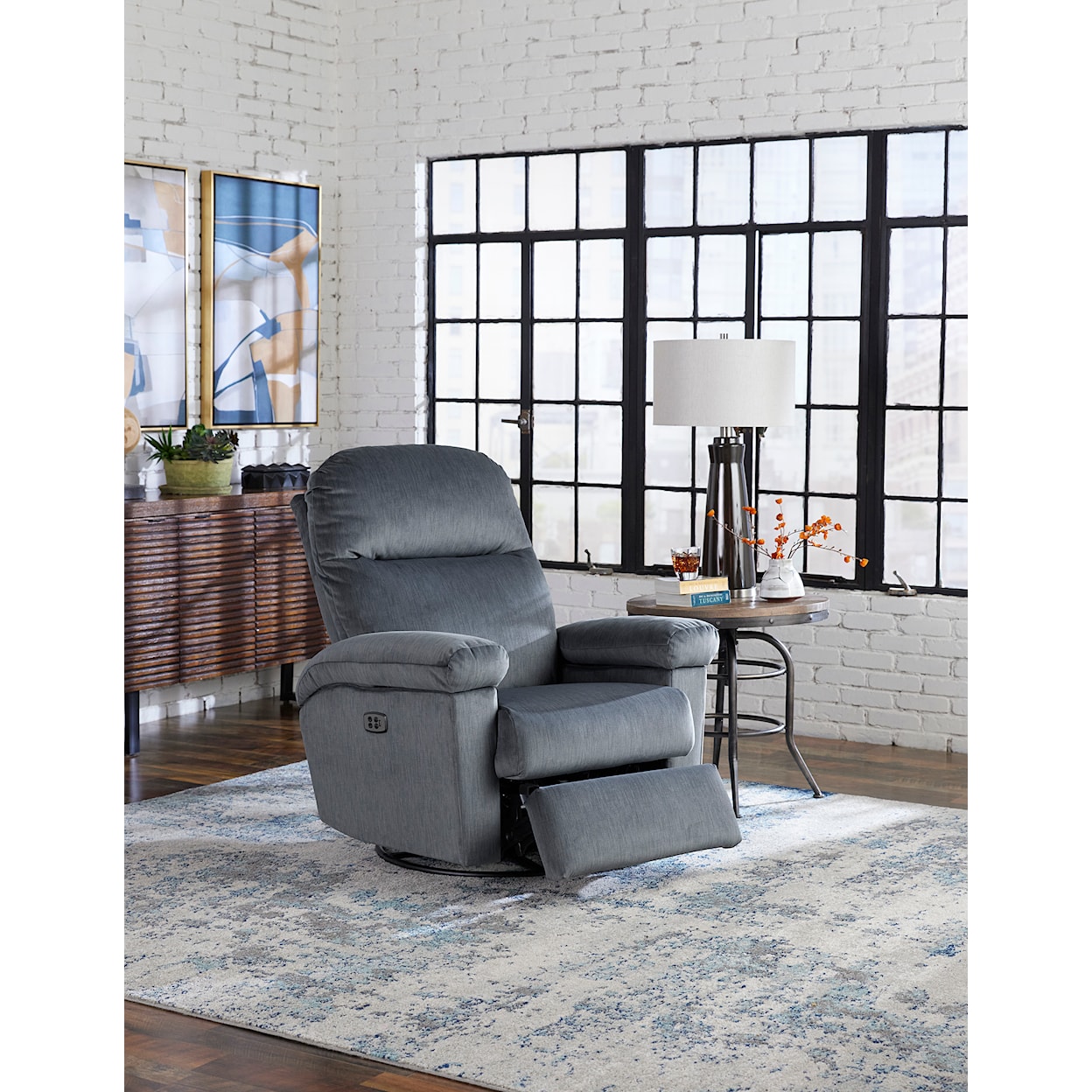 Best Home Furnishings Jodie Pwr Swivel Recliner w/ Adjustable Arms & HR