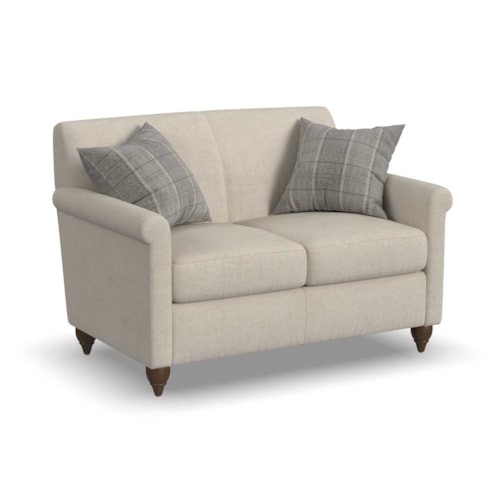 Transitional Loveseat with Turned Legs