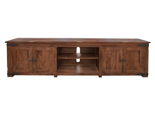 Rustic 93" 4-Door TV Stand with Wire Management