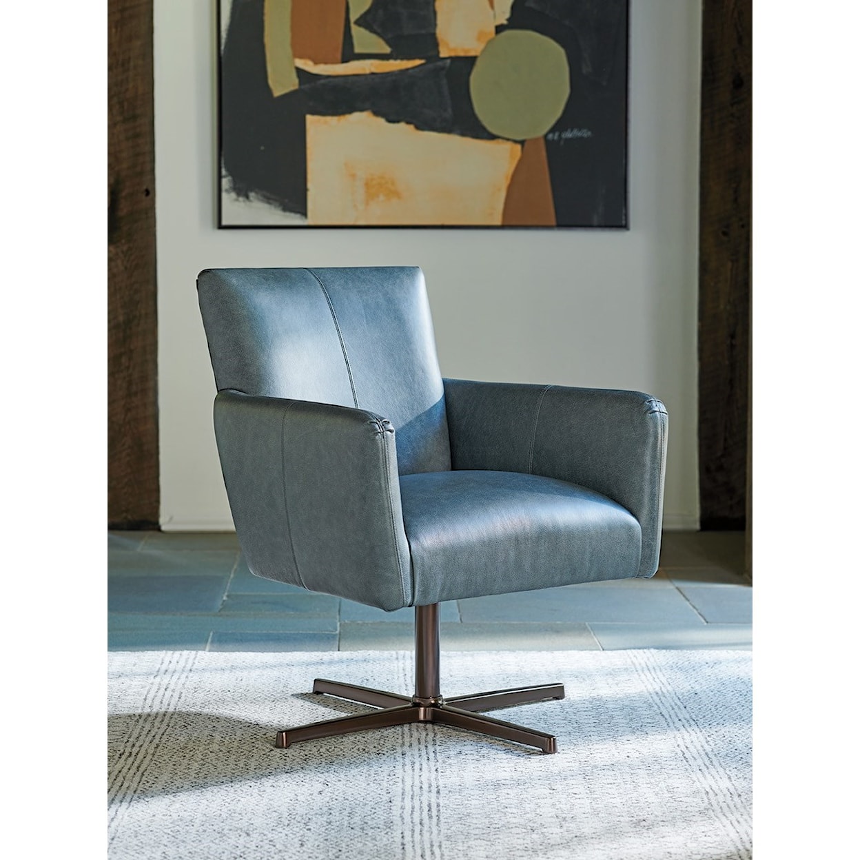 Barclay Butera Barclay Butera Upholstery Brooks Swivel Chair with Bronze Base