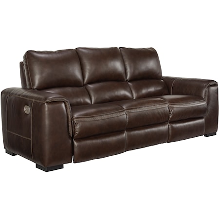 Contemporary Leather Match Power Reclining Sofa