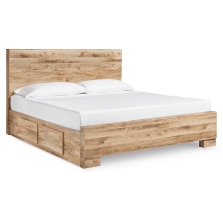 King Panel Bed With 2 Side Storage