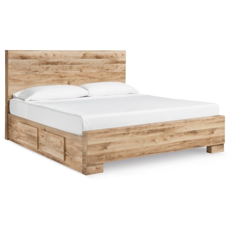 King Panel Bed With 2 Side Storage