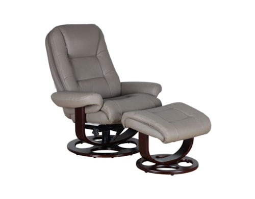 Casual Swivel Recliner and Ottoman Set with Wood Base