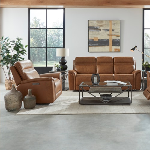 Transitional Power Reclining Sofa and Recliner Set